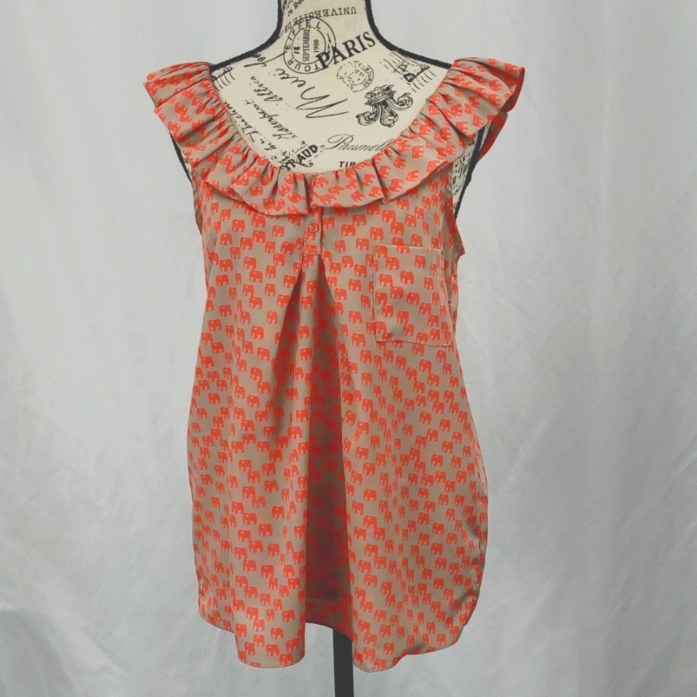 {Collective Concepts} Elephants Sleeveless Tank Scoop Neck